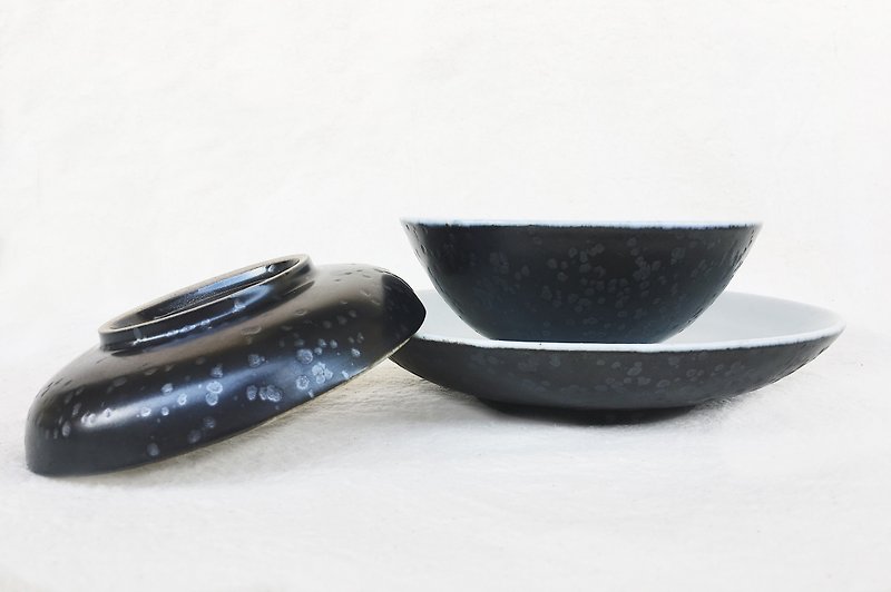 手人間の消費用のセラミック食器セット（金属黒） - 小皿 - 磁器 ブラック