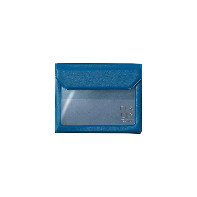 【キングジム】FLATTY多目的収納バッグブルー名刺サイズ - クリアファイル - プラスチック ブルー