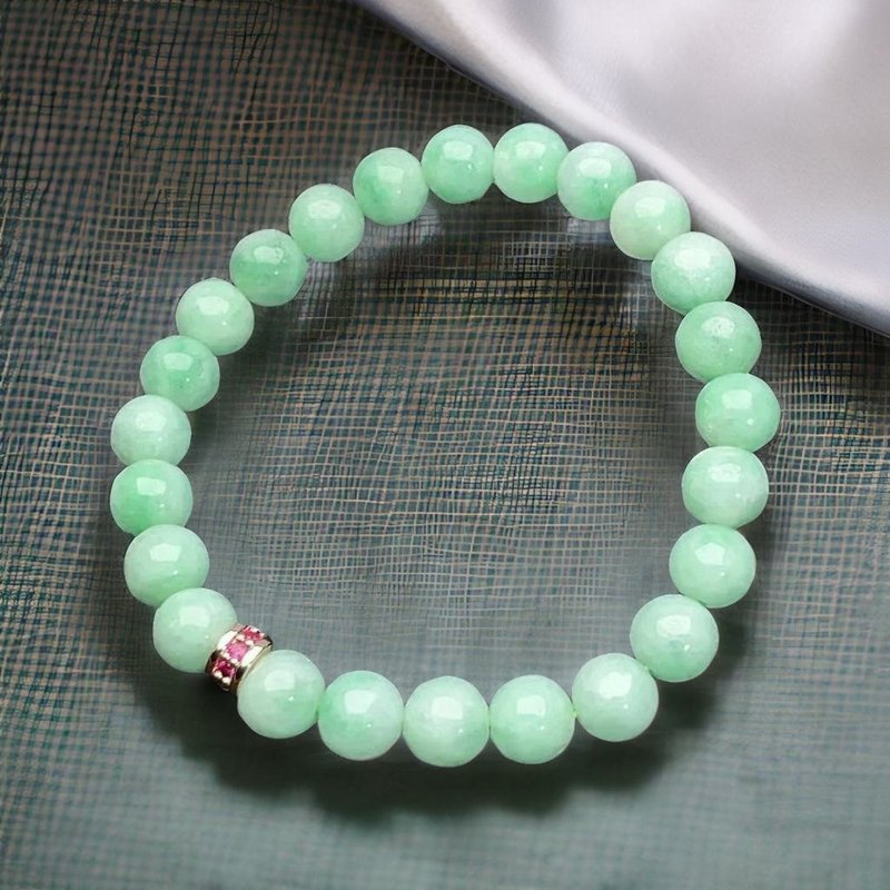 【好運連連】果陽綠翡翠手珠 | 天然緬甸玉翡翠A貨 | 送禮 - 手鍊/手環 - 玉石 綠色