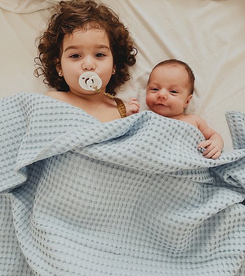ODEAS 藍色華夫格毯 嬰兒毯 男嬰毯 幼兒毯 嬰兒床上用品
