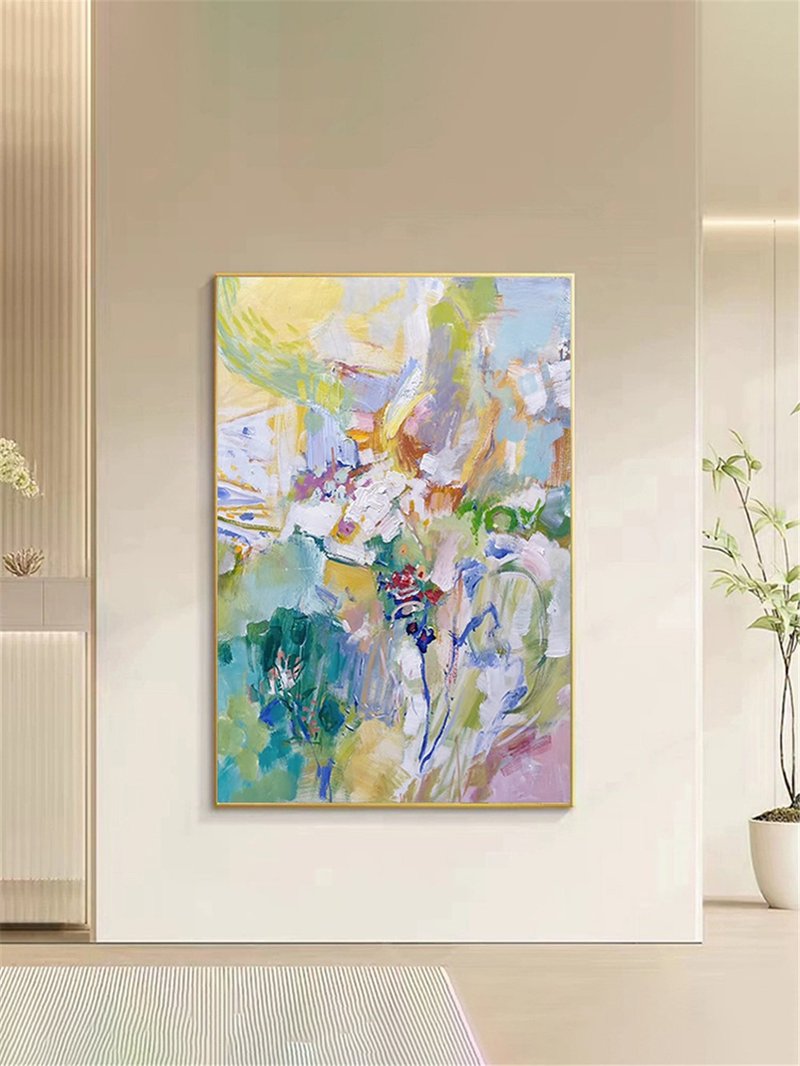 Handmade Abstract Painting Canvas Wall Art Picture for Living Room Decoration - โปสเตอร์ - ลินิน หลากหลายสี