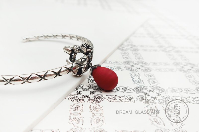 DreamGlassArt*Rose pendant SBBG-190410-1 - สร้อยข้อมือ - โลหะ สีเงิน