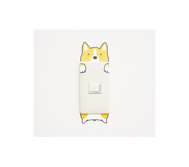 Corgi Yuru Yuru Kyoton Switch Sticker - Wall Décor - Other Materials Orange