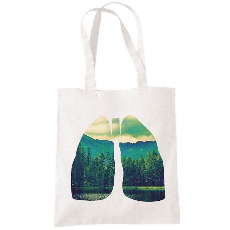 Lung Fresh Wenqing Canvas Bag Literary Environmental Shopping Bag One-shoulder Tote Bag-Beige - กระเป๋าแมสเซนเจอร์ - ผ้าฝ้าย/ผ้าลินิน ขาว