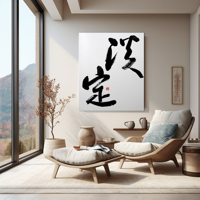 Calligraphy-frameless painting | Customizable text | Opening a shop | B&B decoration | Moving to a new home | Decorative painting - โปสเตอร์ - วัสดุอื่นๆ สีดำ