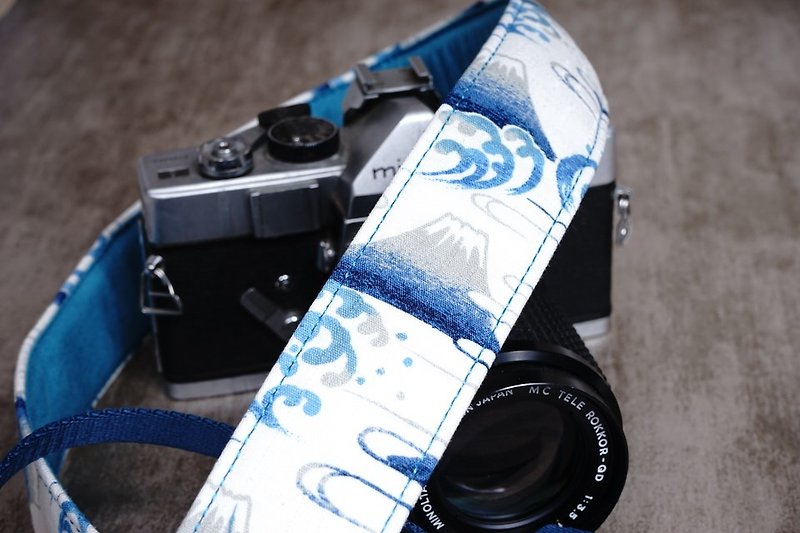 Mount Fuji decompression camera strap 4.0 - กล้อง - ผ้าฝ้าย/ผ้าลินิน สีน้ำเงิน