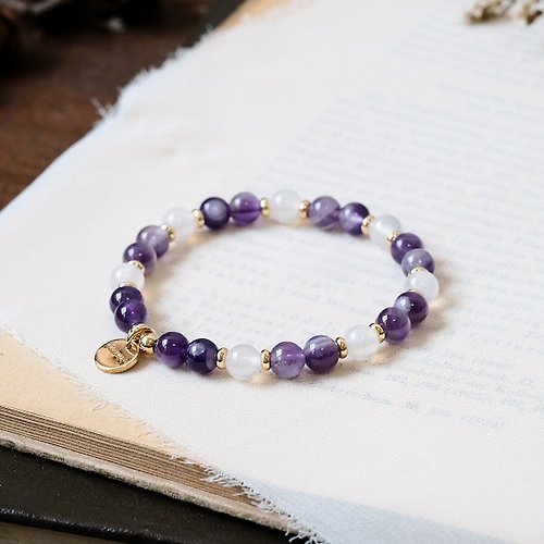 Hanhan Jewelry 紫水晶 白瑪瑙 手鍊 天然礦石水晶