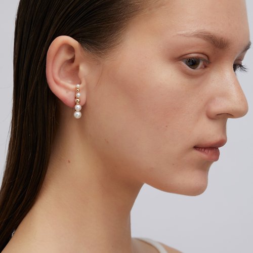 ARTISMI 優雅漸層珍珠耳夾 925銀厚鍍18K金 Drops Pearl Ear Clip