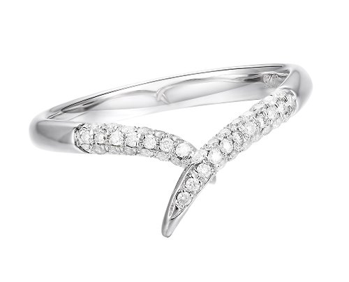 Majade Jewelry Design 14k白金鑽石戒指 簡約白金戒指 優雅鑽石戒指 極簡主義結婚金戒指