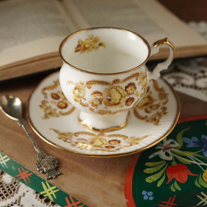英國Elizabethan芍藥花細骨瓷茶杯/咖啡杯組 - 茶壺/茶杯/茶具 - 瓷 金色