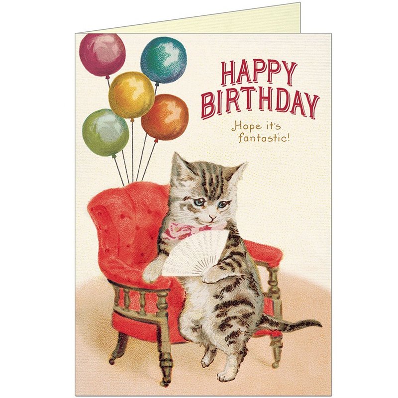 Cavallini & Co.  GREETING CARD 生日卡(大)_貓貓與氣球 - 卡片/明信片 - 紙 多色
