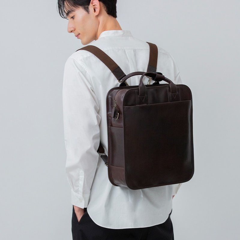 Antique Backpack - Vintage Dark Brown - กระเป๋าเป้สะพายหลัง - หนังแท้ สีนำ้ตาล