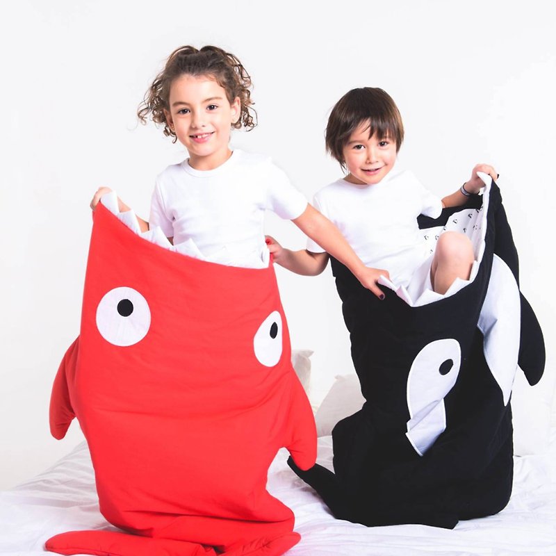 BabyBites Shark Bite Cotton Children's Multifunctional Sleeping Bag - Happy Red - Bedding - Cotton & Hemp Multicolor