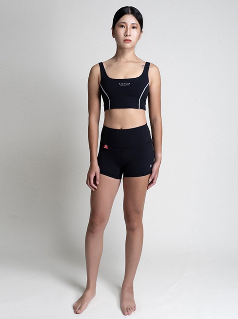 雲雀一分瑜珈短褲Alouette yoga short - 瑜珈服/瑜珈褲 - 其他人造纖維 黑色