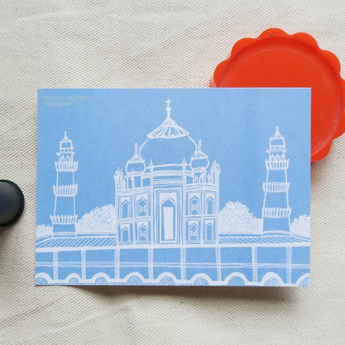 HanArt Design 旅行風景孟加拉-泰姬陵插畫明信片