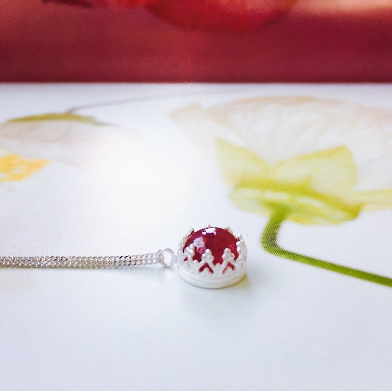 925スターリングシルバーのネックレスルビー桜の風味[] - ネックレス - 宝石 レッド