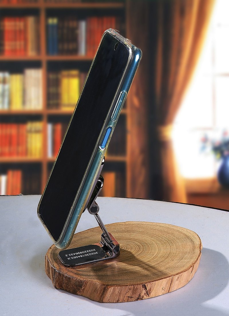 ピンナウッドフラットブロック携帯電話ホルダーMA020フリーステアリング磁気吸引折りたたみ式携帯電話ホルダー - 置物 - 木製 