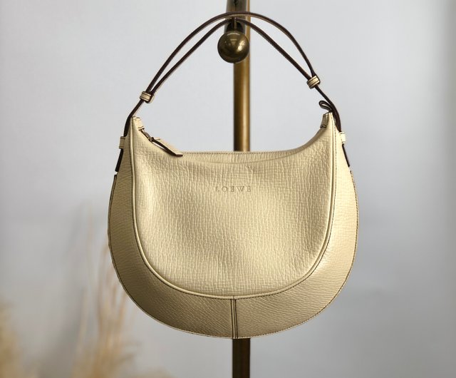 Direct from Japan, branded used bag] LOEWE shoulder bag, ivory, logo  embossed leather, round hobo bag, vintage 6858a6 - Shop solo-vintage  Messenger Bags & Sling Bags - Pinkoi