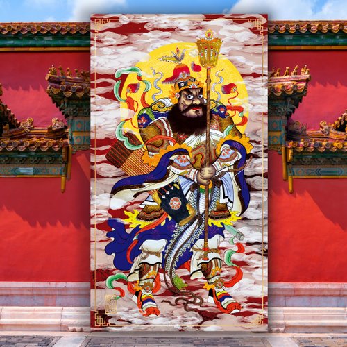 3D貼り絵　立体絵画 3D立体左右扉神（3D立体絵画） - ショップ gutsproduction ご