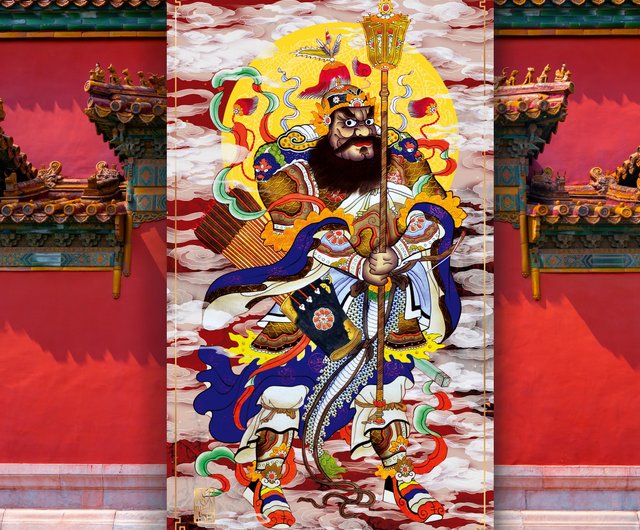 3D貼り絵　立体絵画 3D立体左右扉神（3D立体絵画） - ショップ gutsproduction ご