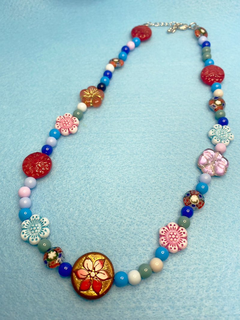 【美珠可客製化】油桐花下的祈願 串珠 項鍊 - 項鍊 - 其他材質 藍色
