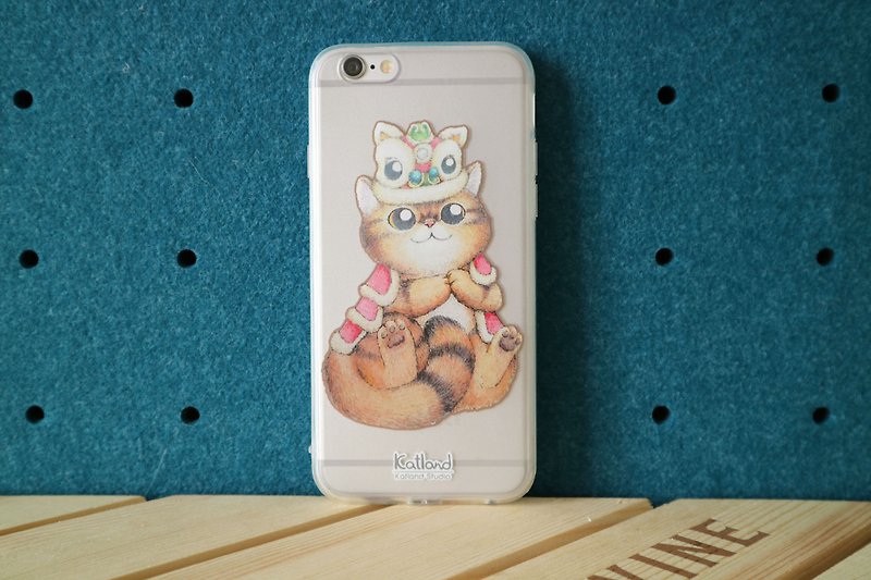自家設計 - 舞獅小吉貓咪手機殼 保護套Phone Case K08_0 - 手機殼/手機套 - 塑膠 粉紅色