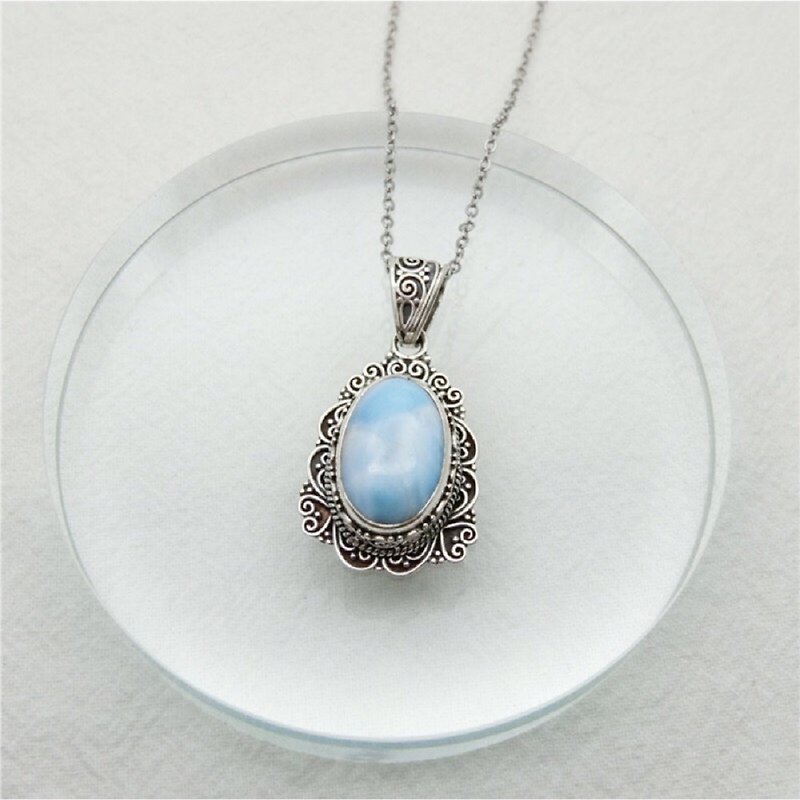Lalima stone 925 sterling silver lace necklace Nepal handmade silverware - Necklaces - Gemstone Silver