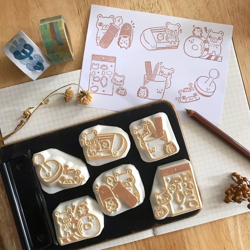 Hand-made Rubber Stamps-Peanut Bear and A Thorn First Tour Stationery World Series - Stamps & Stamp Pads - Rubber 