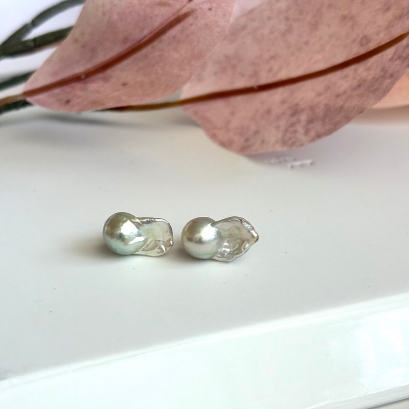 K14WG stud earrings, baroque pearls, Akoya pearls, Akoya pearls, goldfish pearls, Japanese pearls, pearl earrings, pearl earrings, pearl earrings, pearl earrings - ต่างหู - ไข่มุก 