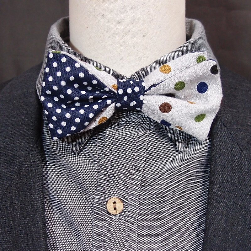 俏皮彩色點點撞色設計領結 bow tie-雙面可用 - 領呔/呔夾 - 聚酯纖維 多色