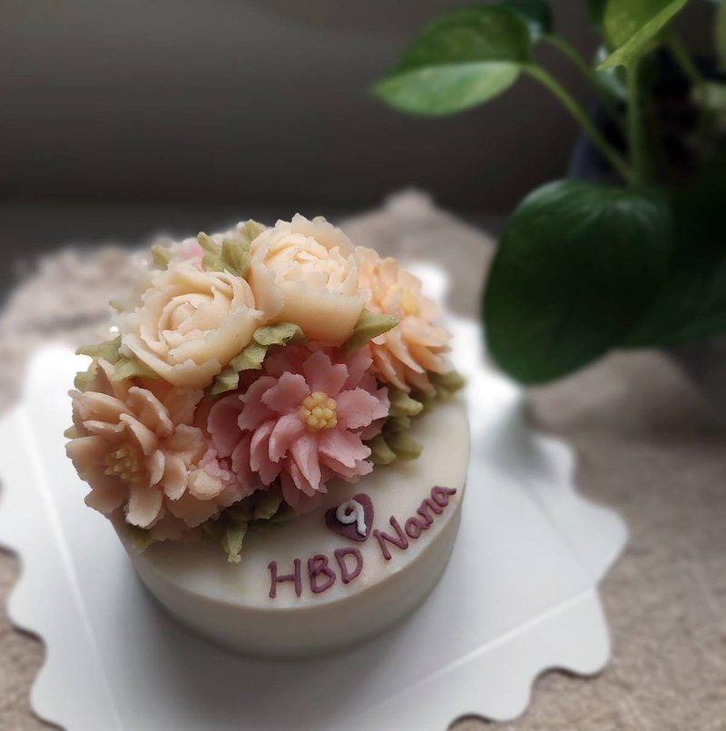 4吋寵物蛋糕 生日蛋糕 韓式裱花姓名款 可自取 - 貓罐頭/鮮食 - 其他材質 