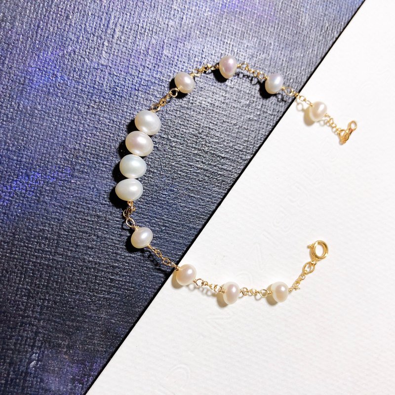 Four Fatty Pearls exquisite bracelet,14kgf - Bracelets - Pearl White