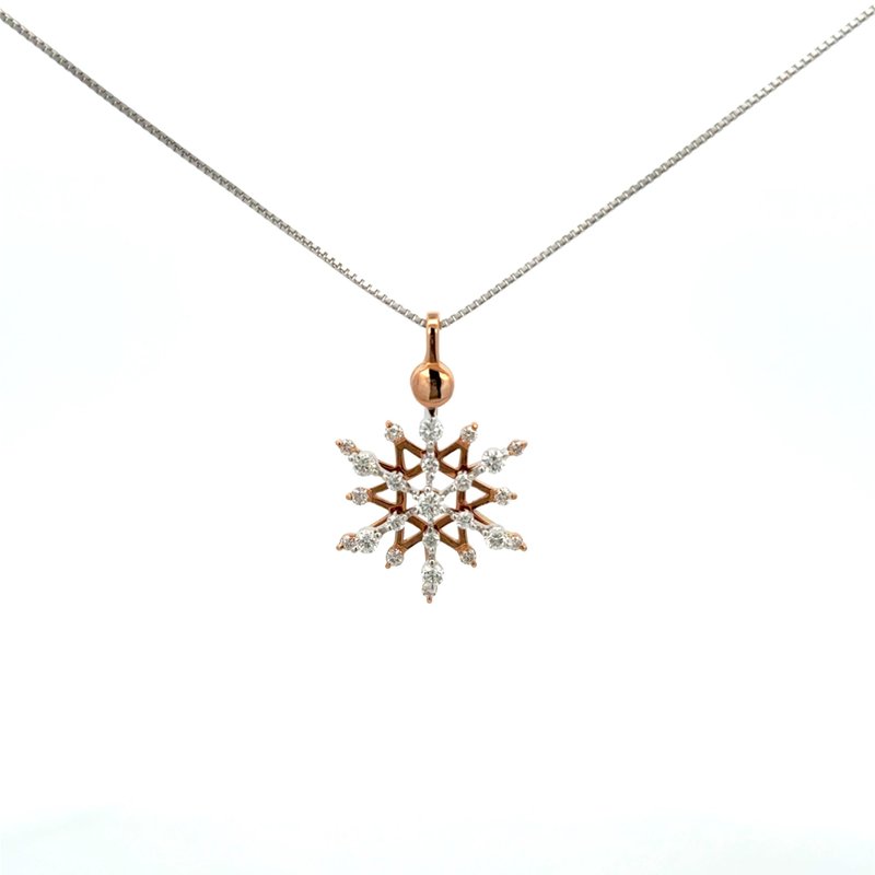 18K White & Rose Gold Dual-Tone Diamond Pendant - สร้อยคอ - เครื่องประดับ 