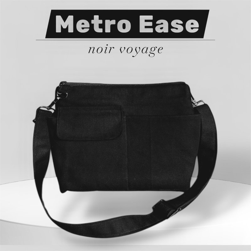 城市旅人 都會隨身包 - 側背包/斜背包 - 棉．麻 黑色