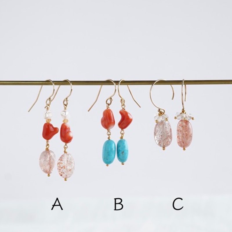 Sunstone earrings [OP803] - ต่างหู - เครื่องเพชรพลอย 