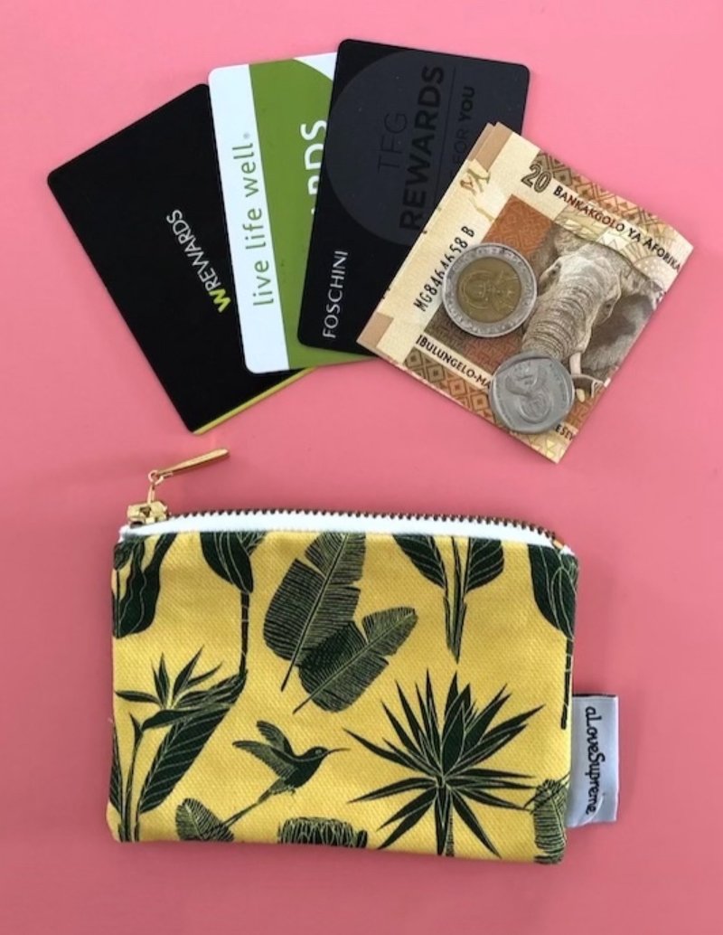 aLoveSupreme / South African Wenqing hand-painted colorful coin purse_Yellow African Botanical Garden - Coin Purses - Cotton & Hemp 