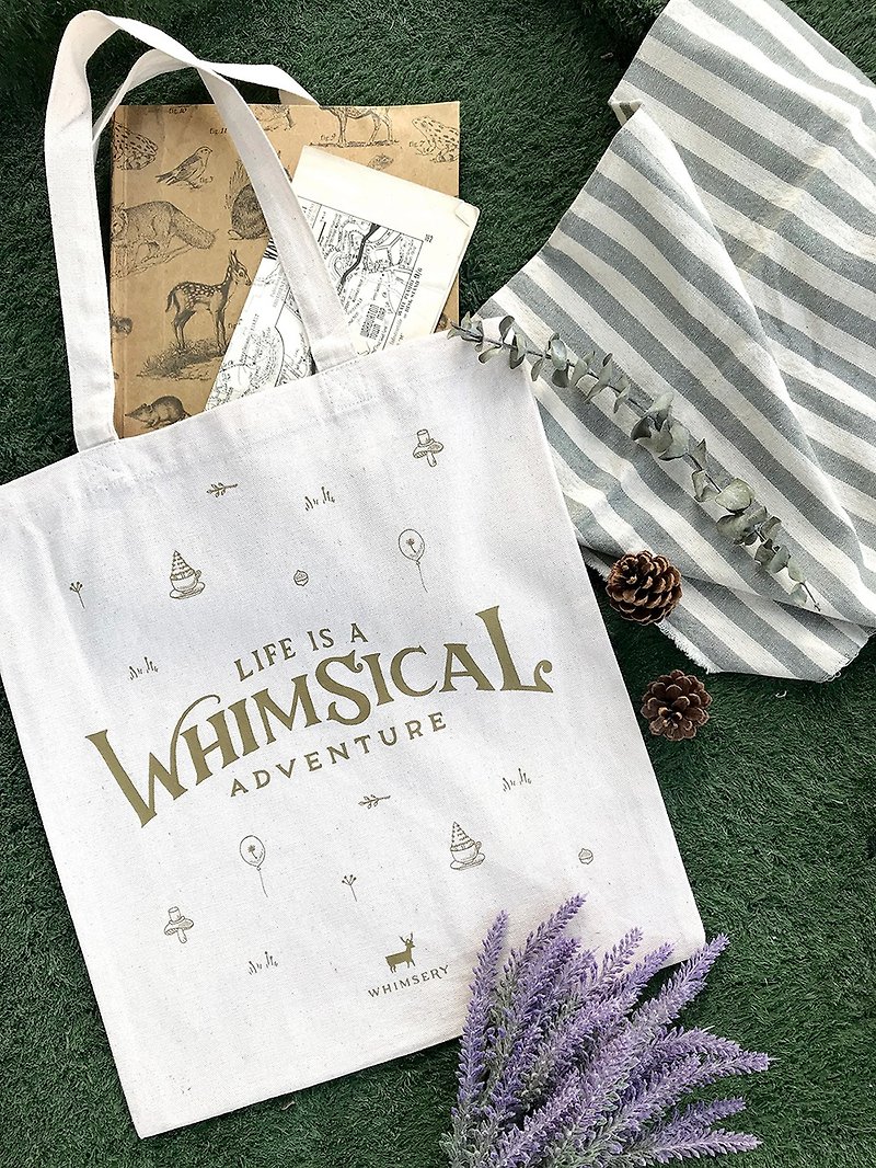 Tote Bag by Whimsery | Life is a Whimsical Adventure | - กระเป๋าแมสเซนเจอร์ - ผ้าฝ้าย/ผ้าลินิน 
