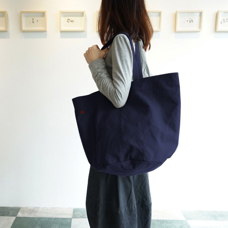 MOGU/Canvas Shoulder Tote Bag/Dark Purple/Camping Plus - กระเป๋าแมสเซนเจอร์ - ผ้าฝ้าย/ผ้าลินิน สีม่วง