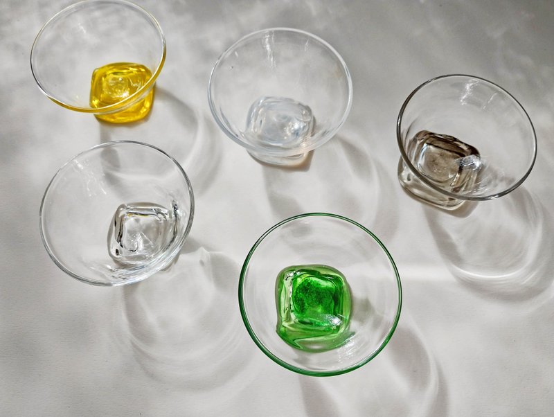 四角高台の茶杯　5点セット - 茶壺/茶杯/茶具 - 玻璃 