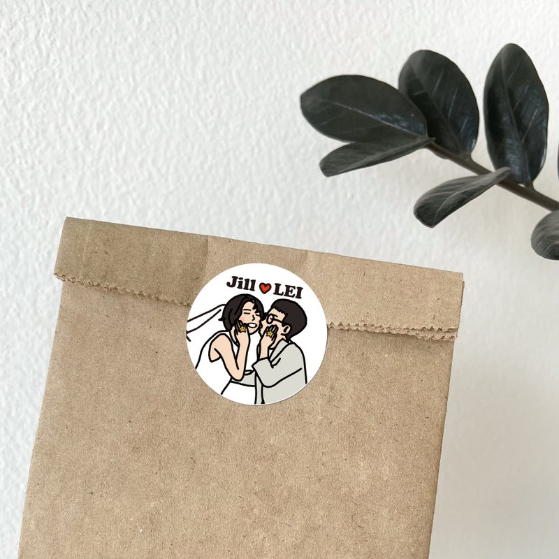 【加購】似顏繪貼紙 婚禮小物 客製化圓形貼 3 x 3cm - 貼紙 - 紙 