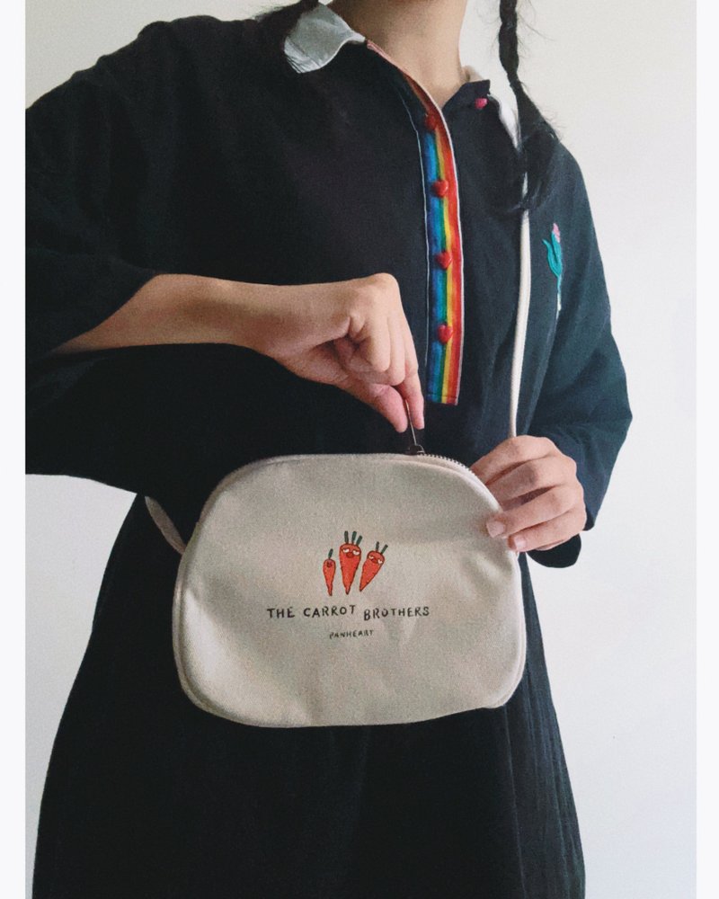 壞脾氣系列/  細繩帆布包/ 揹帶長度可調整 - 側背包/斜背包 - 棉．麻 白色
