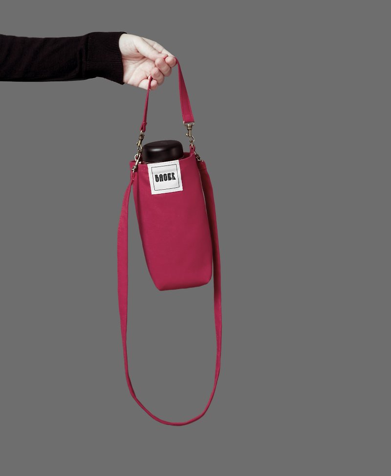 Universal environmental protection beverage bag detachable long strap oblique shoulder portable Peach - กระเป๋าถือ - ผ้าฝ้าย/ผ้าลินิน สึชมพู