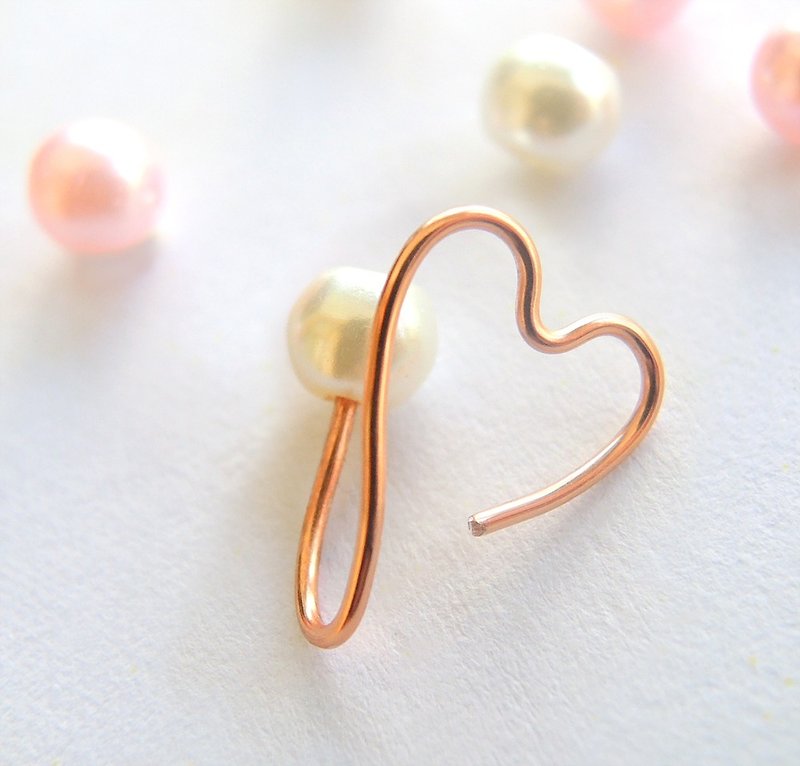 [Seasonal sale] Heart-shaped two-wear Clip-On(pair) - Earrings & Clip-ons - Other Materials Multicolor