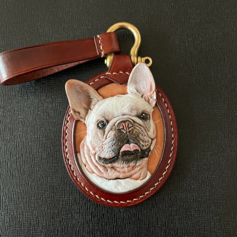 【オーダーメイド】うちの子 ペット 彫刻キーホルダー 革の彫刻 犬 猫 ペットポートレート レザーペインティングキーホルダー ペットの革のキーホルダー - 客製化寵物商品 - 真皮 