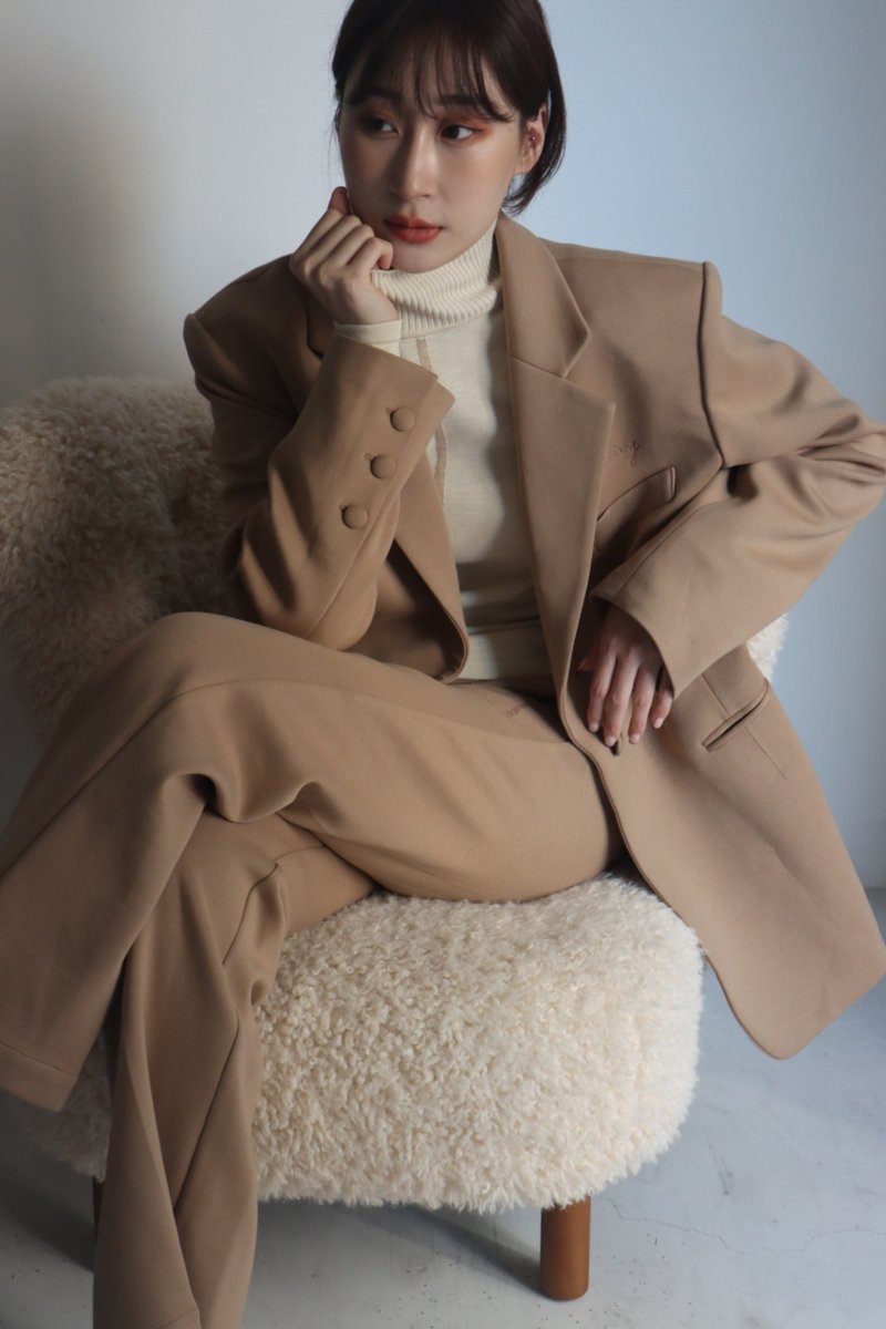 Embroidered Logo Classic Suit Trousers - 女長褲 - 棉．麻 