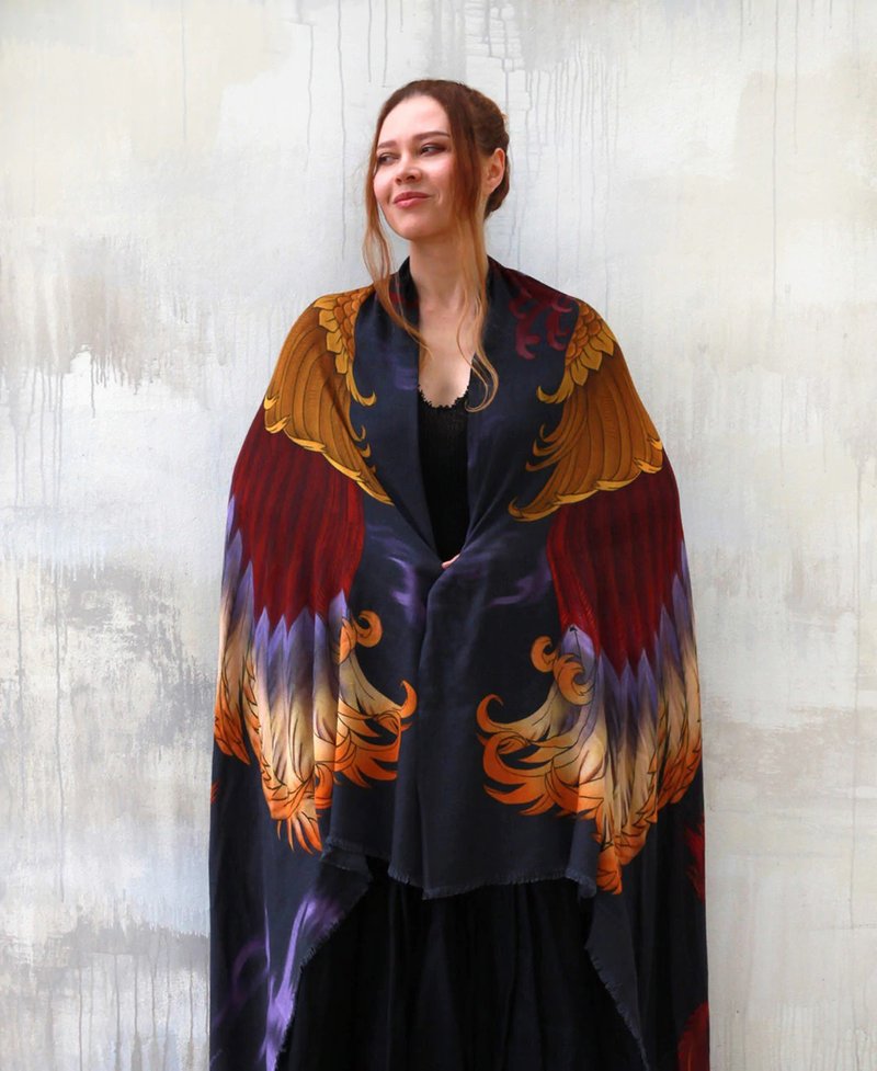 PHOENIX BIRD SHAWL - 絲巾 - 棉．麻 