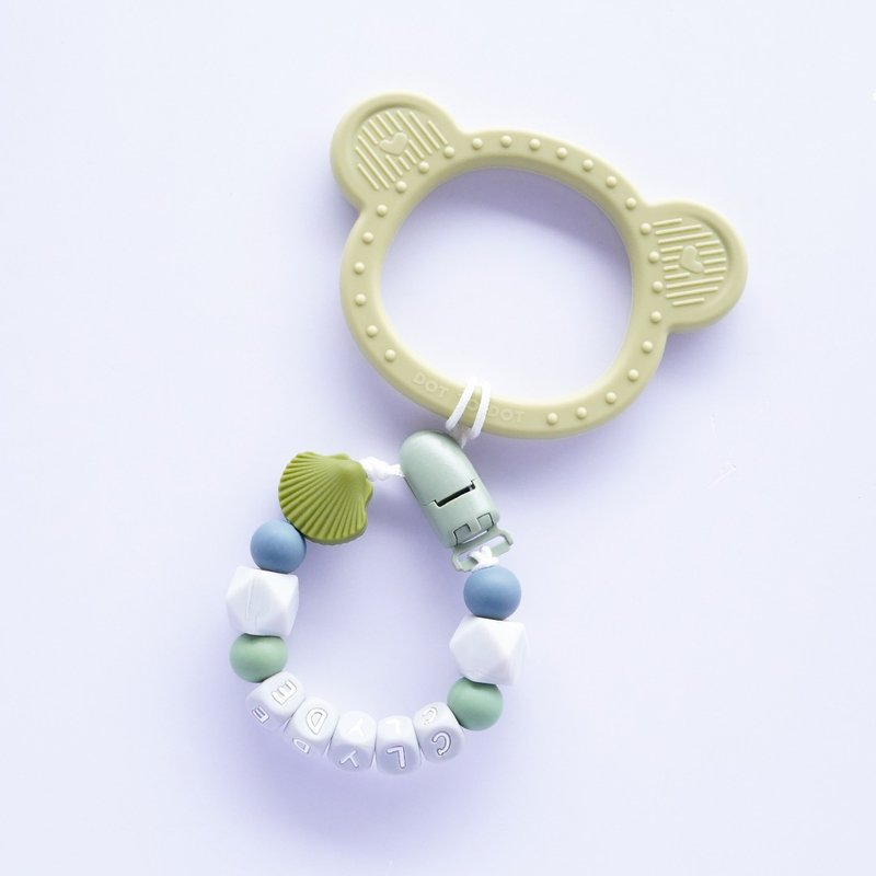 CLYDE Shell Coral Green Bear Teeth Fixer/Customized Pacifier Chain - ของเล่นเด็ก - วัสดุอื่นๆ หลากหลายสี