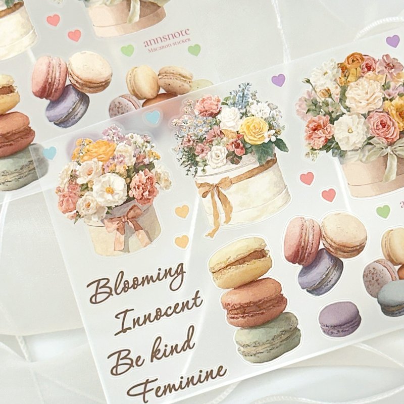 Macaron - flower seal sticker PET (anns note) vintage collage - 貼紙 - 紙 多色