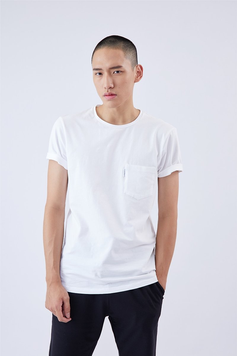 Bread and Boxers Taiwan Limited Crew-Neck Organic Cotton Men's Round Neck Pocket Tee - Men's T-Shirts & Tops - Cotton & Hemp White