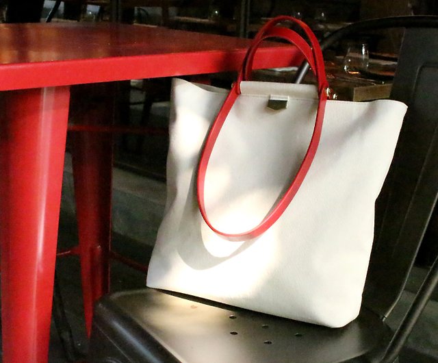 Customized Gift] ADay Leather Canvas Tote Bag/Red (Free Custom